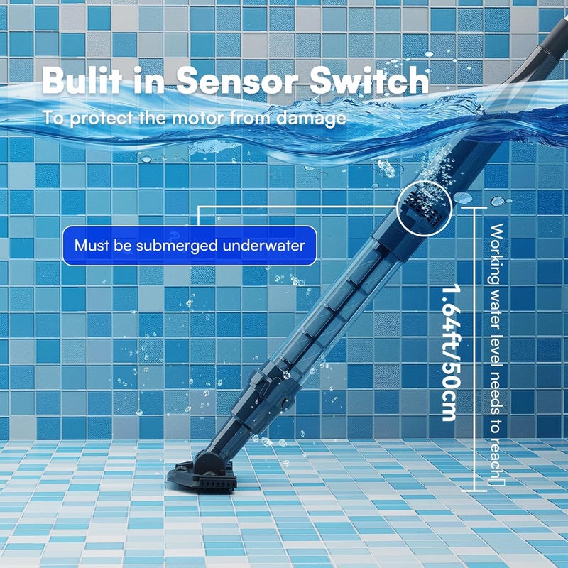PoolMr Handheld Spa Hot Tub Vacuum- Cordless Small Above Ground Pool Cleaner with 2 Brush Heads, 90 Mins Running Time, 12 Gallons/Min Powerful Suction, Ideal for Cleaning Debris and Sand Underwater, Black - Image 3